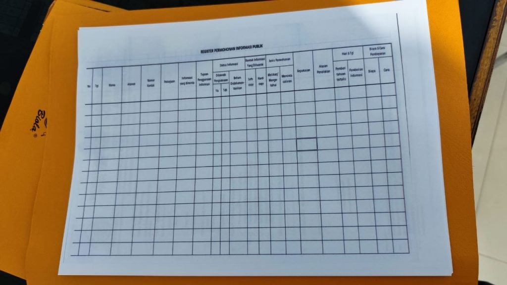 Register permohonan informasi